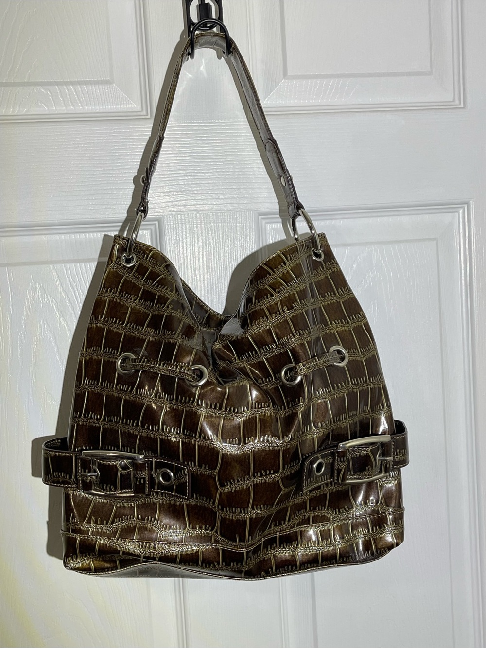 Sag Harbor Shoulder Bag Faux Croc Embossed EUC - Picture 8 of 14